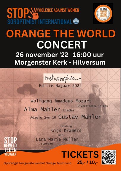 Benefiet concert Orange the World OrangeFund Metamorphosen orkest Morgensterkerk Hilversum Benefiet kalssieke muziek Strijkorkest 26 november 2022
